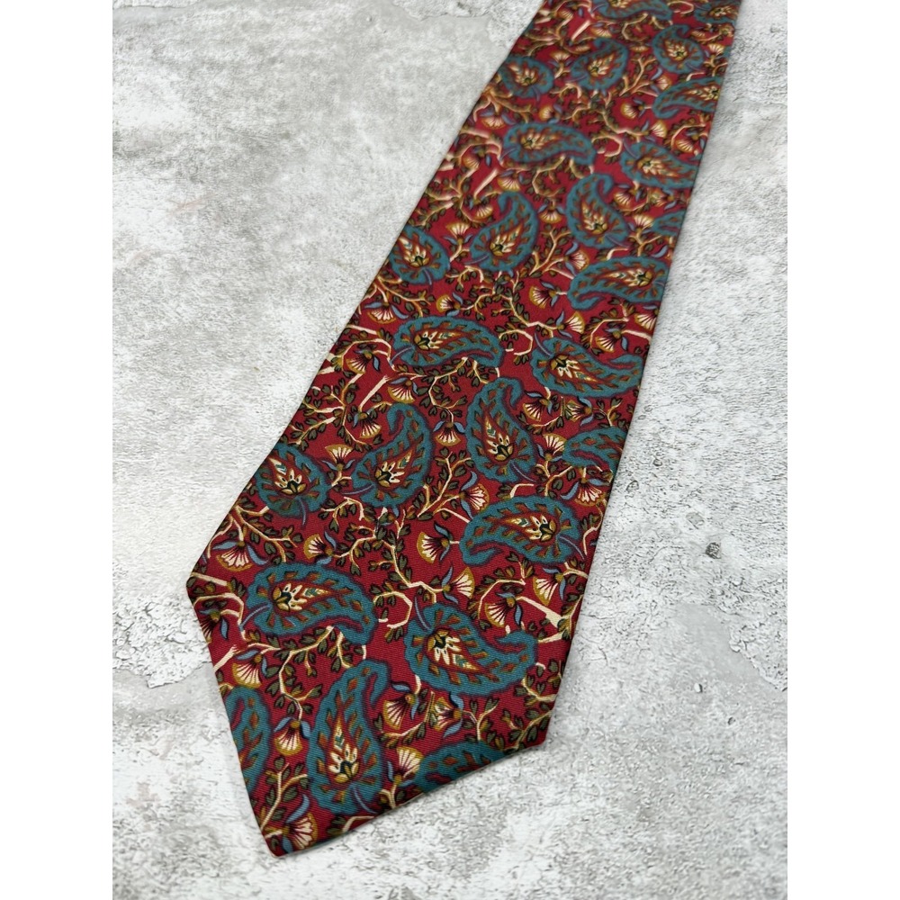 Christian Dior Monsieur Tie Mens OS Red 100% Silk Paisley Jacquard USA Made